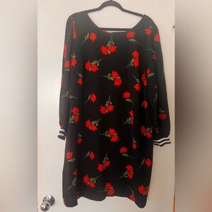 ELOQUII NAVY FLORAL CUFFED SHIFT DRESS Sz 16